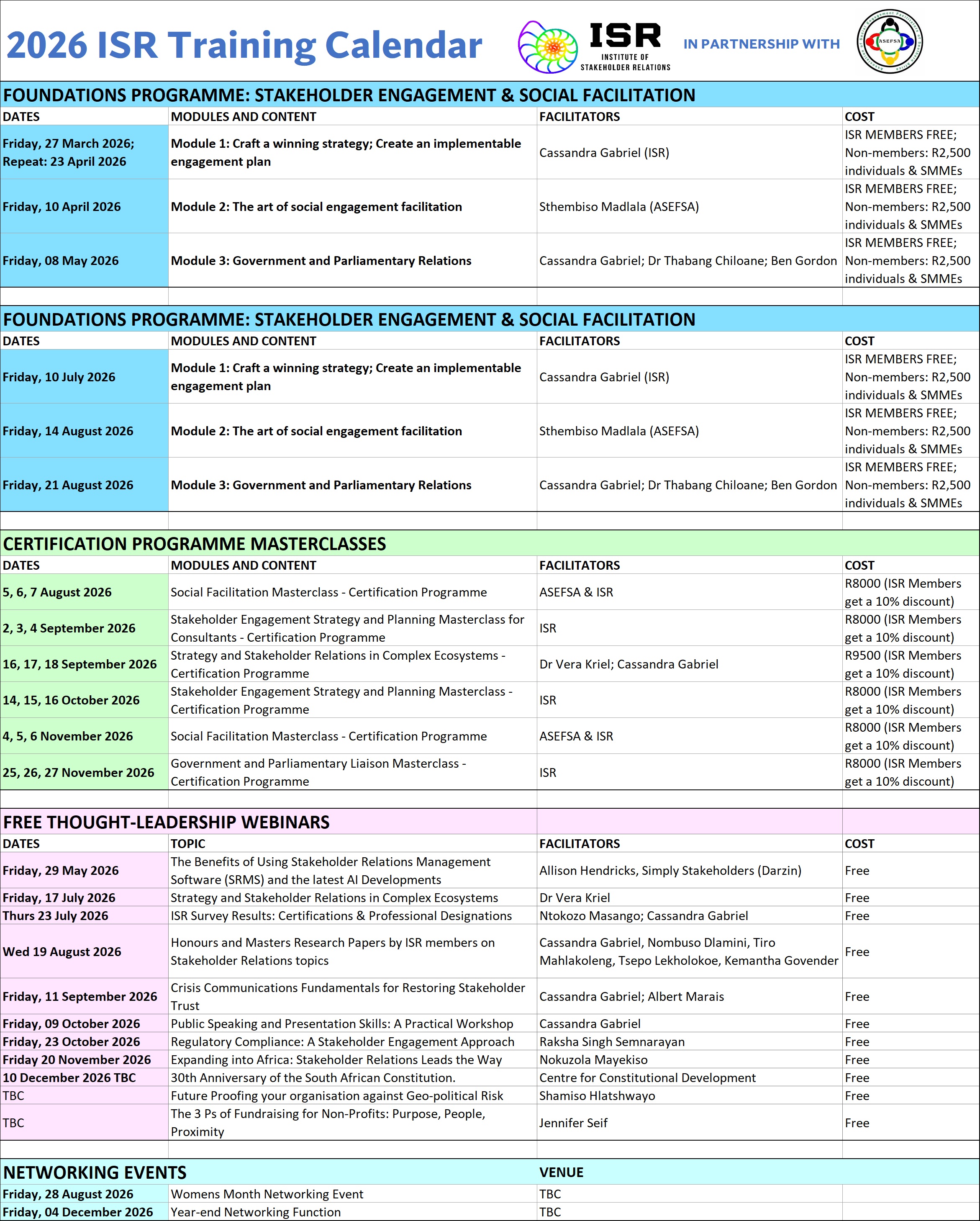 Latest ISR Training Calendar 2026 23 June V2 portrait